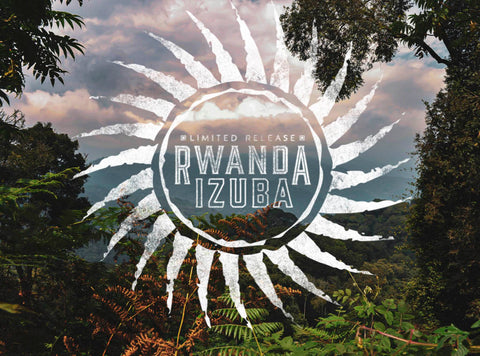 A beautiful graphic of a sun shining rays, because Izuba means sun in Kinyarwanda, the language spoken in Rwanda where Peet's Rwanda Izuba medium roast is grown